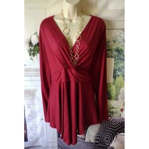 Allegrace Size 3X Tunic Pleated Faux Wrap Top Shirt Boho Career Lunch Date